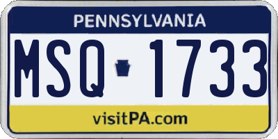 PA license plate MSQ1733