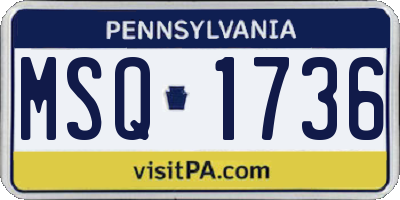 PA license plate MSQ1736