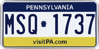 PA license plate MSQ1737