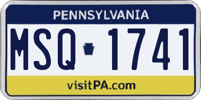 PA license plate MSQ1741