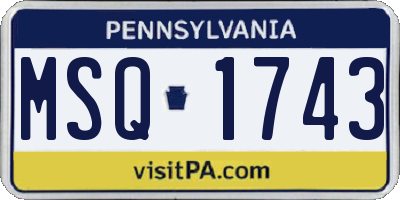 PA license plate MSQ1743