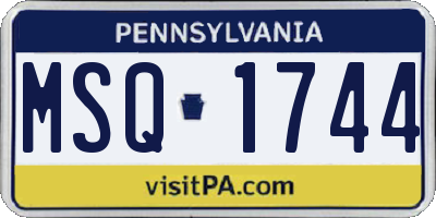PA license plate MSQ1744