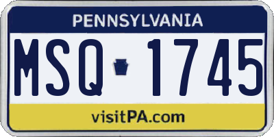 PA license plate MSQ1745