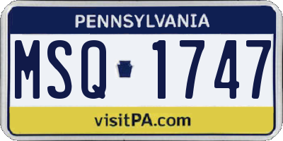 PA license plate MSQ1747