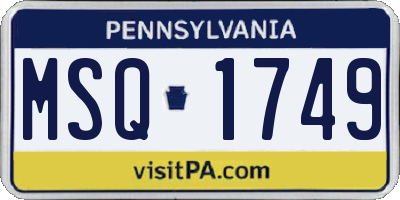 PA license plate MSQ1749