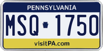 PA license plate MSQ1750