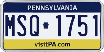 PA license plate MSQ1751