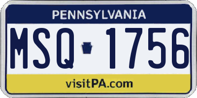 PA license plate MSQ1756