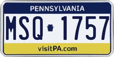 PA license plate MSQ1757
