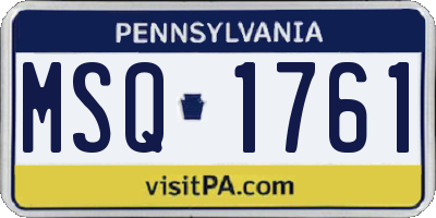 PA license plate MSQ1761