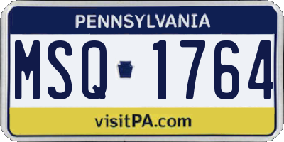 PA license plate MSQ1764