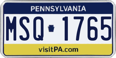 PA license plate MSQ1765