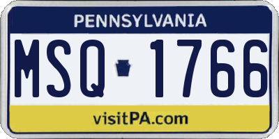 PA license plate MSQ1766