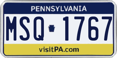 PA license plate MSQ1767