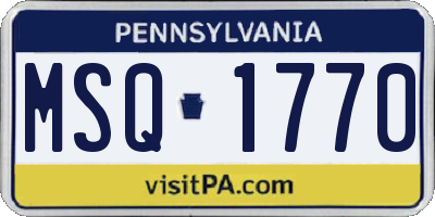 PA license plate MSQ1770