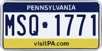 PA license plate MSQ1771