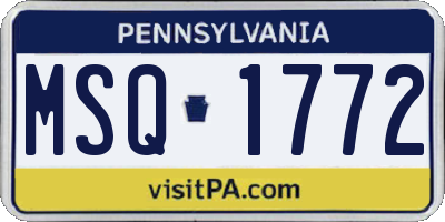 PA license plate MSQ1772