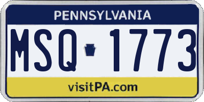 PA license plate MSQ1773