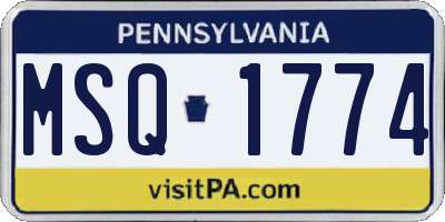 PA license plate MSQ1774