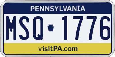 PA license plate MSQ1776