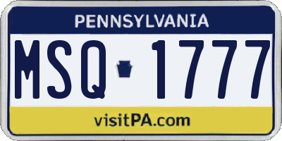 PA license plate MSQ1777