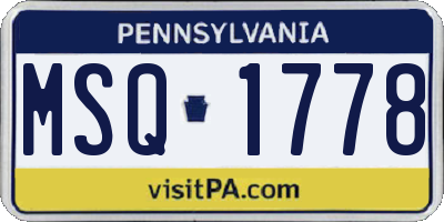 PA license plate MSQ1778