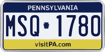PA license plate MSQ1780