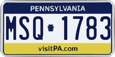 PA license plate MSQ1783