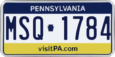 PA license plate MSQ1784