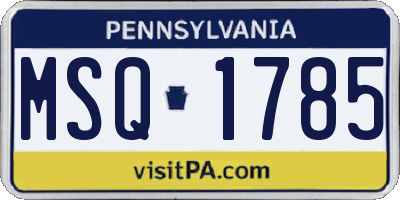 PA license plate MSQ1785