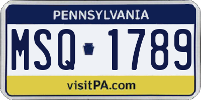 PA license plate MSQ1789