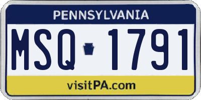 PA license plate MSQ1791