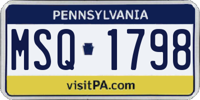 PA license plate MSQ1798