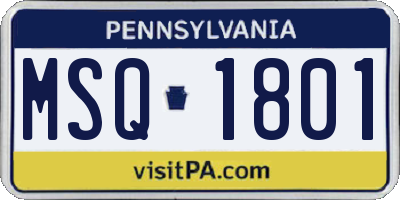 PA license plate MSQ1801