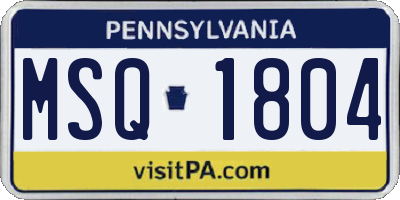 PA license plate MSQ1804