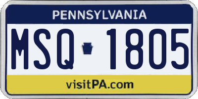 PA license plate MSQ1805