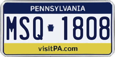 PA license plate MSQ1808