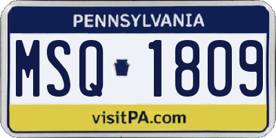 PA license plate MSQ1809