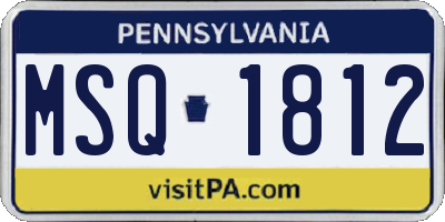 PA license plate MSQ1812
