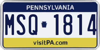 PA license plate MSQ1814