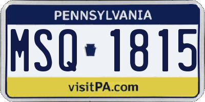 PA license plate MSQ1815