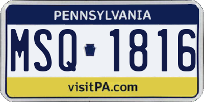 PA license plate MSQ1816
