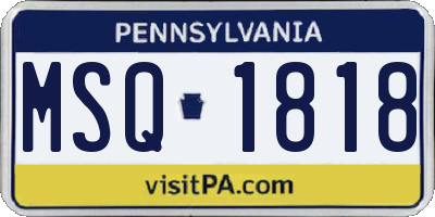 PA license plate MSQ1818