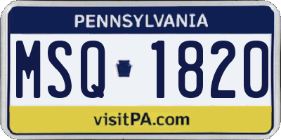 PA license plate MSQ1820
