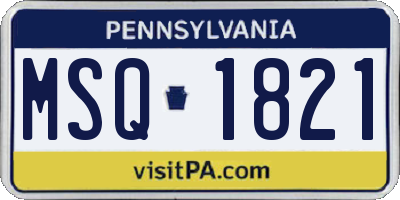 PA license plate MSQ1821