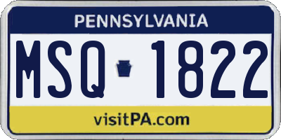 PA license plate MSQ1822