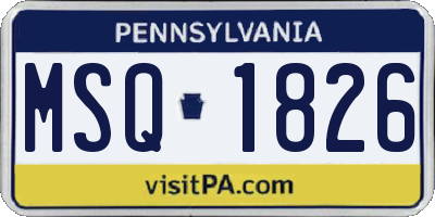 PA license plate MSQ1826