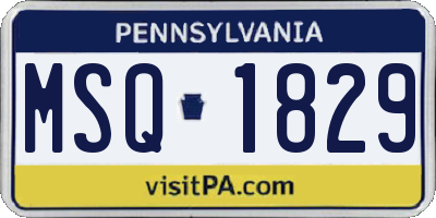 PA license plate MSQ1829