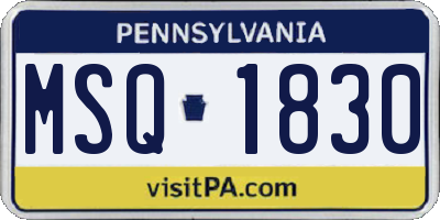 PA license plate MSQ1830