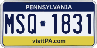 PA license plate MSQ1831
